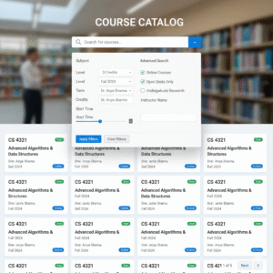 Course listing with advanced search